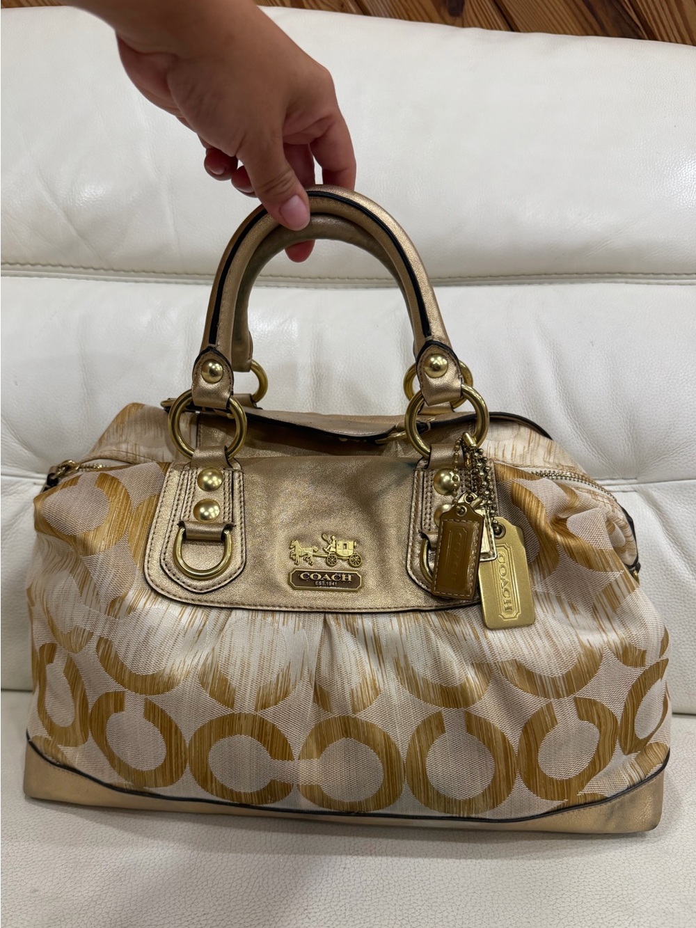 Coach Vintage Y2K Ashley Madison Metallic Gold Tan Satchel Purse Bag